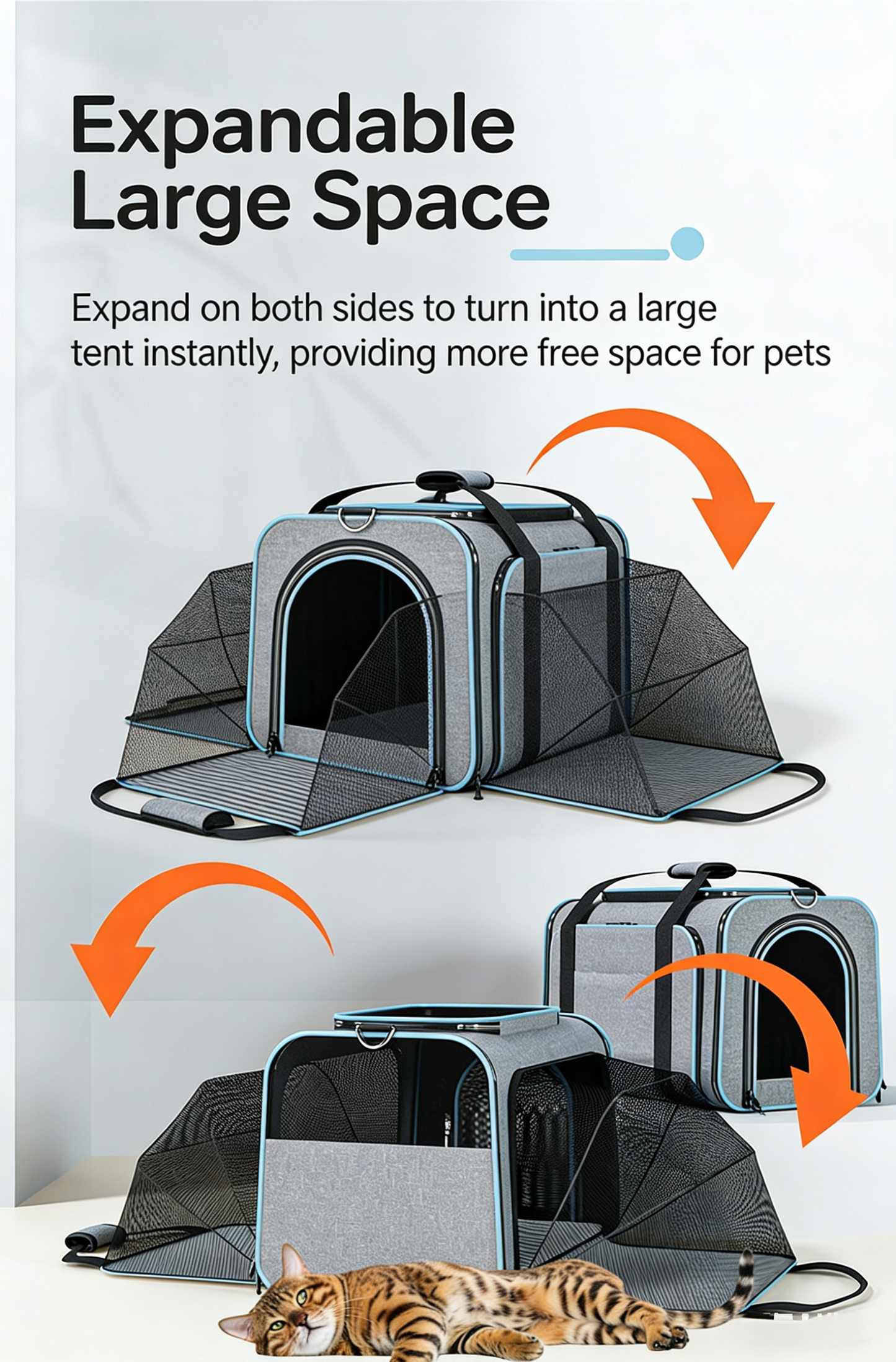 3-Way Portable Pet Carrier – Foldable & Breathable On-the-Go Bag